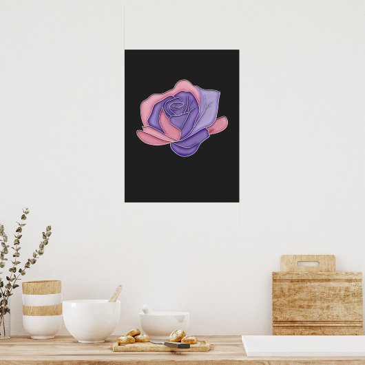 Blush and Bloom Rose Poster (Keuken)
