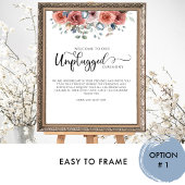 Blush and Blue Blissful, Unplugged Ceremony Sign Poster