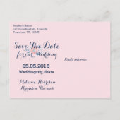 Blush and Blue bruiloft Save the Date briefkaarten (Achterkant)