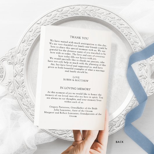 Blush and Blue Floral Folded Wedding Programme