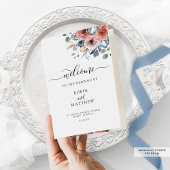 Blush and Blue Floral Folded Wedding Programme