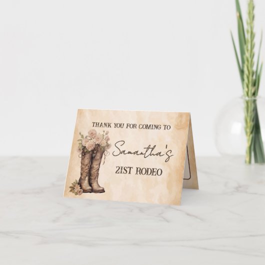 Blush and Boots 21st Birthday Thank you card Bedankkaart (Voorkant)