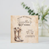 Blush and Boots 40th Rodeo Birthday Party Kaart (Staand voorkant)
