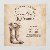 Blush and Boots 40th Rodeo Birthday Party Kaart (Voorkant)