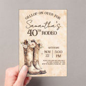 Blush and Boots 40th Rodeo Western Birthday Acryl Uitnodigingen (Insitu (Draagbaar))