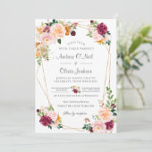 Blush and Bourgundy Rozen Weddenschap Kaart (Staand voorkant)