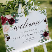 Blush and burgundy Floral Welcome Weddenschap Poster