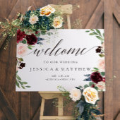 Blush and burgundy Floral Welcome Weddenschap Poster