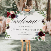 Blush and burgundy Floral Welcome Weddenschap Poster