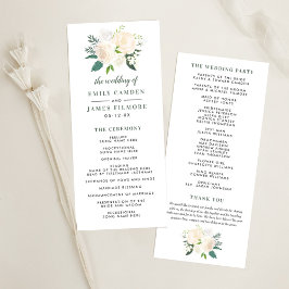 Blush and Cream Floral Bouquet Wedding Ceremony Programmakaart