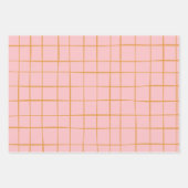 Blush and Gold Abstract Grid Lines Patroon Inpakpapier Vel (Voorkant)