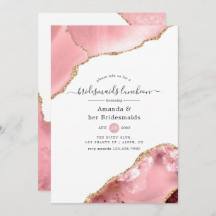 Blush and Gold Agate Bridesmaids Luncheon Kaart