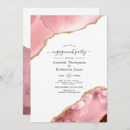 Blush and Gold Agate Engagement Party Kaart