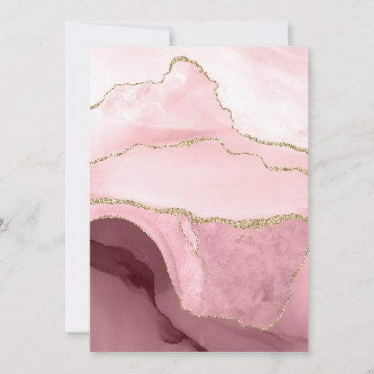Blush and Gold Agate Reduced Wedding Guest List Aankondiging (Achterkant)