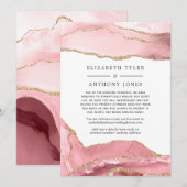 Blush and Gold Agate Reduced Wedding Guest List Aankondiging (Voorkant / Achterkant)