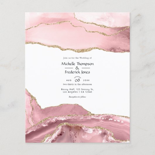 Blush and Gold Agate Wedding Flyer (Voorkant)
