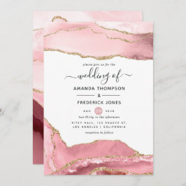 Blush and Gold Agate Wedding Kaart