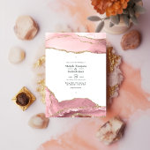 Blush and Gold Agate Wedding Kaart