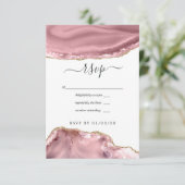 Blush and Gold Agate Wedding RSVP Kaartje (Staand voorkant)