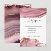 Blush and Gold Agate Wedding RSVP Kaartje (Voorkant / Achterkant)