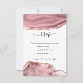 Blush and Gold Agate Wedding RSVP Kaartje