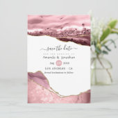 Blush and Gold Agate Wedding Save The Date (Staand voorkant)