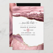 Blush and Gold Agate Wedding Save The Date (Voorkant / Achterkant)