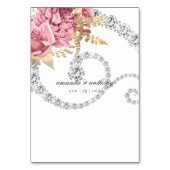 Blush and Gold and Silver Floral Diamond Wedding T Kaart (Achterkant)