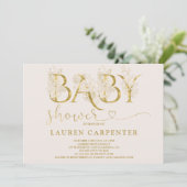 Blush and Gold Baby shower Invitation Kaart (Staand voorkant)