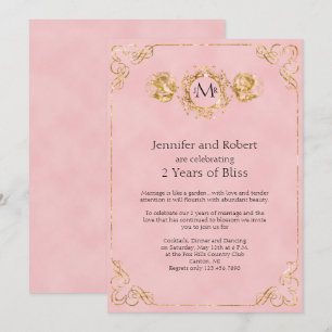 Blush and Gold Cotton 2nd Wedding Jubileum Kaart