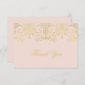 Blush and Gold  Glamor Weddenschap Hartelijk dank Bedankkaart (Voorkant / Achterkant)