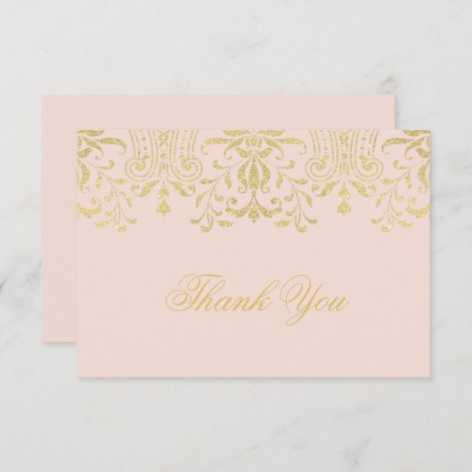 Blush and Gold Glamor Weddenschap Hartelijk dank Bedankkaart (Voorkant / Achterkant)