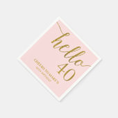 Blush and Gold Glitter 40th Birthday Napkins Servet (Hoek)