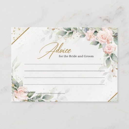 Blush and Gold greenery Advice for bride and groom Informatiekaartje (Voorkant)