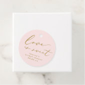 Blush and Gold Love is Sweet Vrijgezellenfeest Bedankjes Labels (In situ)
