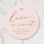 Blush and Gold Love is Sweet Vrijgezellenfeest Bedankjes Labels (Voorkant)