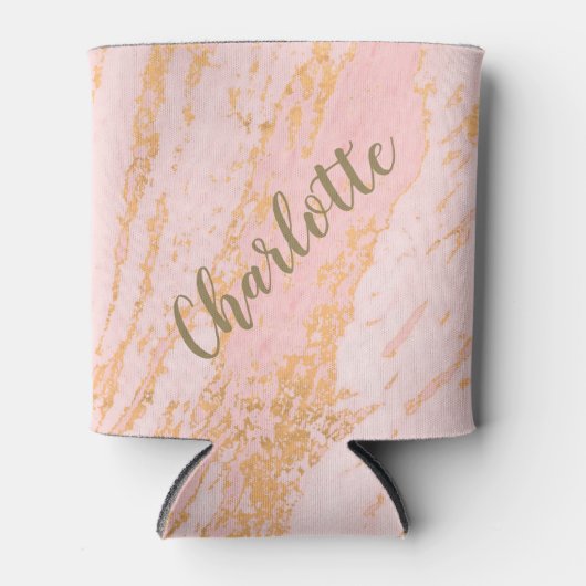 Blush and Gold Marble Pattern, op maat gemaakt Blikjeskoeler (Voorkant)