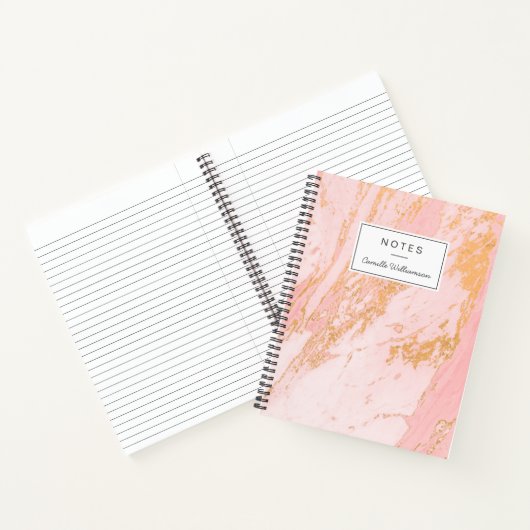 Blush and Gold Marble Pattern, op maat gemaakt Notitieboek (Binnen)