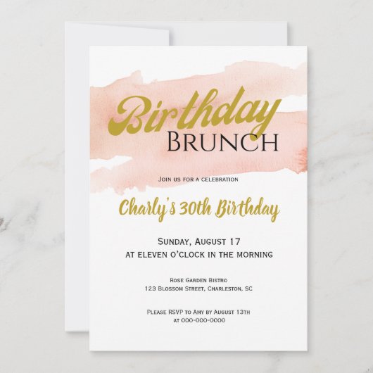Blush and Gold Modern Brunch Celebration Kaart (Voorkant)