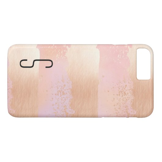 Blush and Gold Monogrammed iPhone 7 Plus Hoesje (Achterkant (Horizontaal))