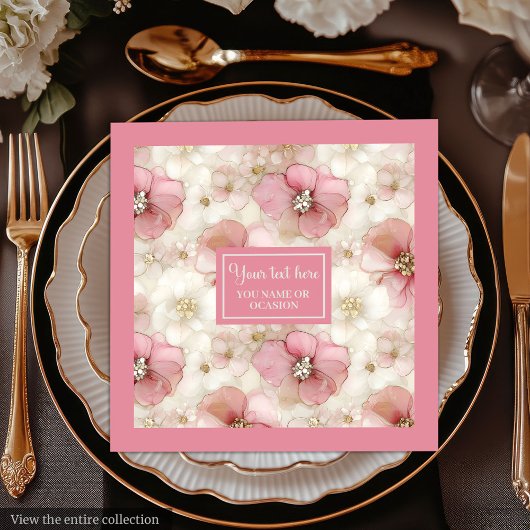 Blush and Gold Napkinс Personalized Elegant Table Servet