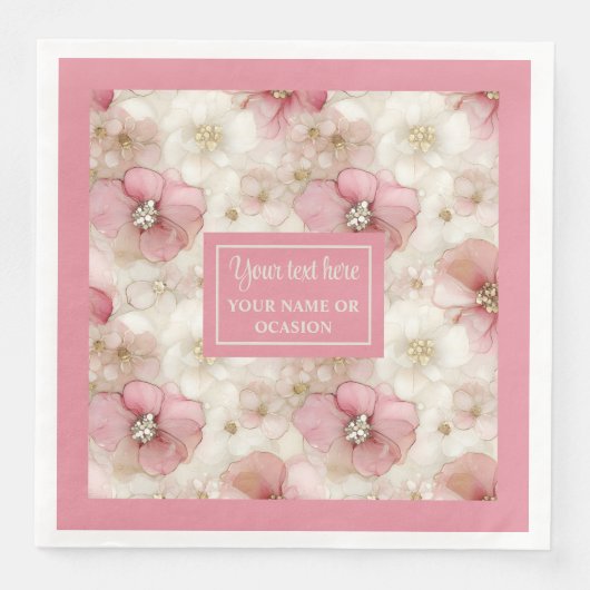 Blush and Gold Napkinс Personalized Elegant Table Servet (Voorkant)