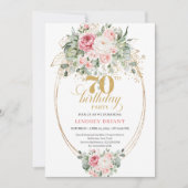 Blush and Gold Printable 70th Birthday Invitation Kaart (Voorkant)