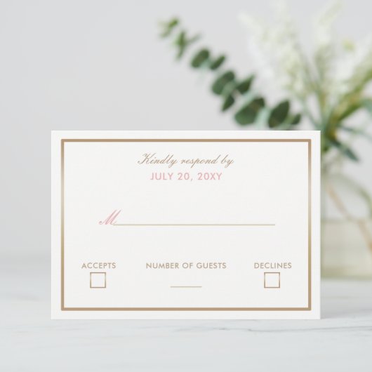 Blush and Gold Simple Wedding Invitting Rsvp (Staand voorkant)