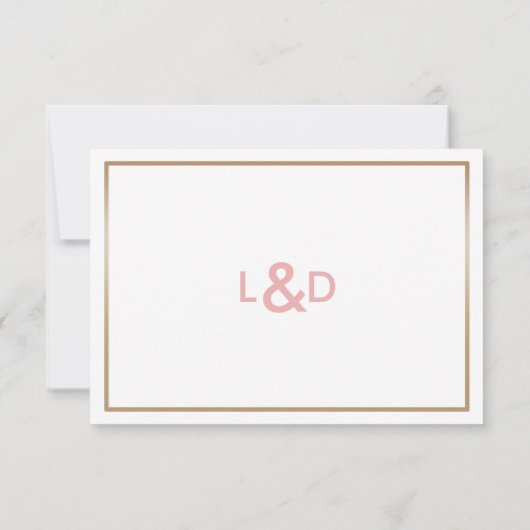 Blush and Gold Simple Wedding Invitting Rsvp (Achterkant)