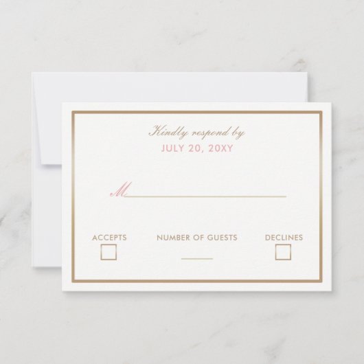 Blush and Gold Simple Wedding Invitting Rsvp Kaartje (Voorkant)
