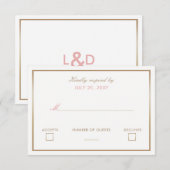 Blush and Gold Simple Wedding Invitting Rsvp Kaartje (Voorkant / Achterkant)
