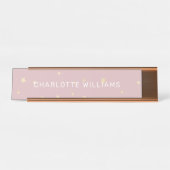 Blush and gold sterren moderne script bureau naam  bureau naambordje (Voorkant)