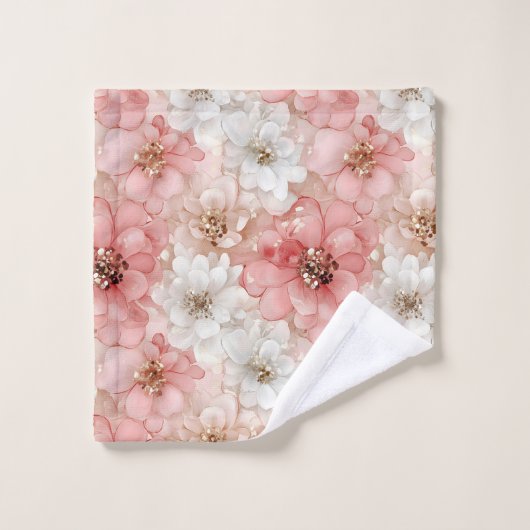 Blush and Gold Towel Trendy Monogram Bathroom Bad Handdoek (Wasdoekje)