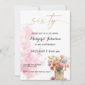 Blush and Gold Watercolor Birthday Celebration Kaart (Voorkant)